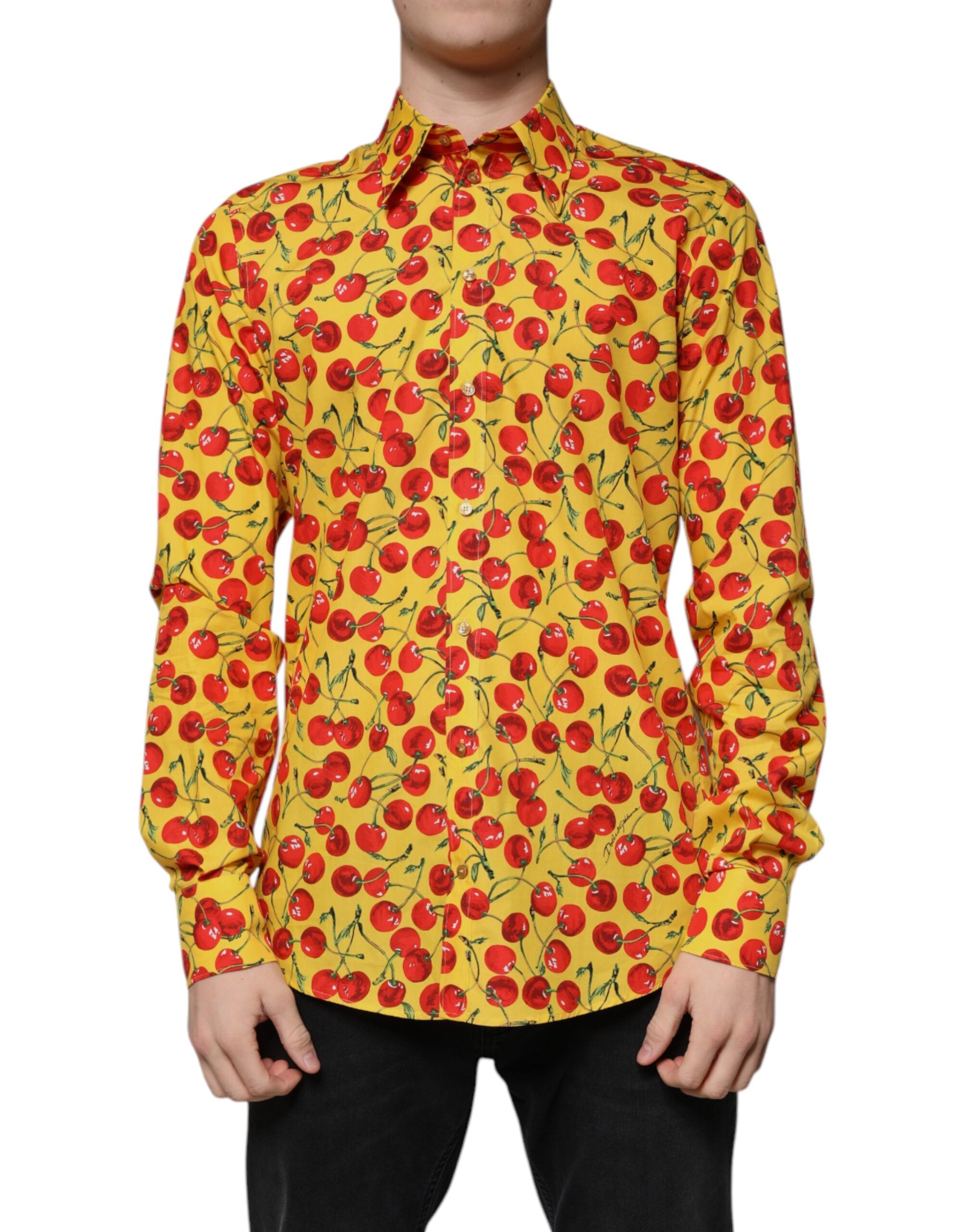 Dolce & Gabbana Yellow Cherry Cotton Shirt MARTINI